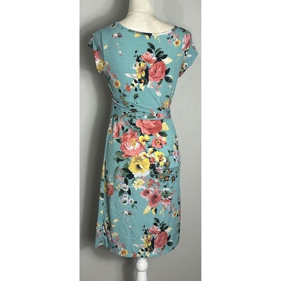 MyBump Maternity Wendy Mint Floral Bow Tie Midi Dress Size Small - Picture 4 of 10
